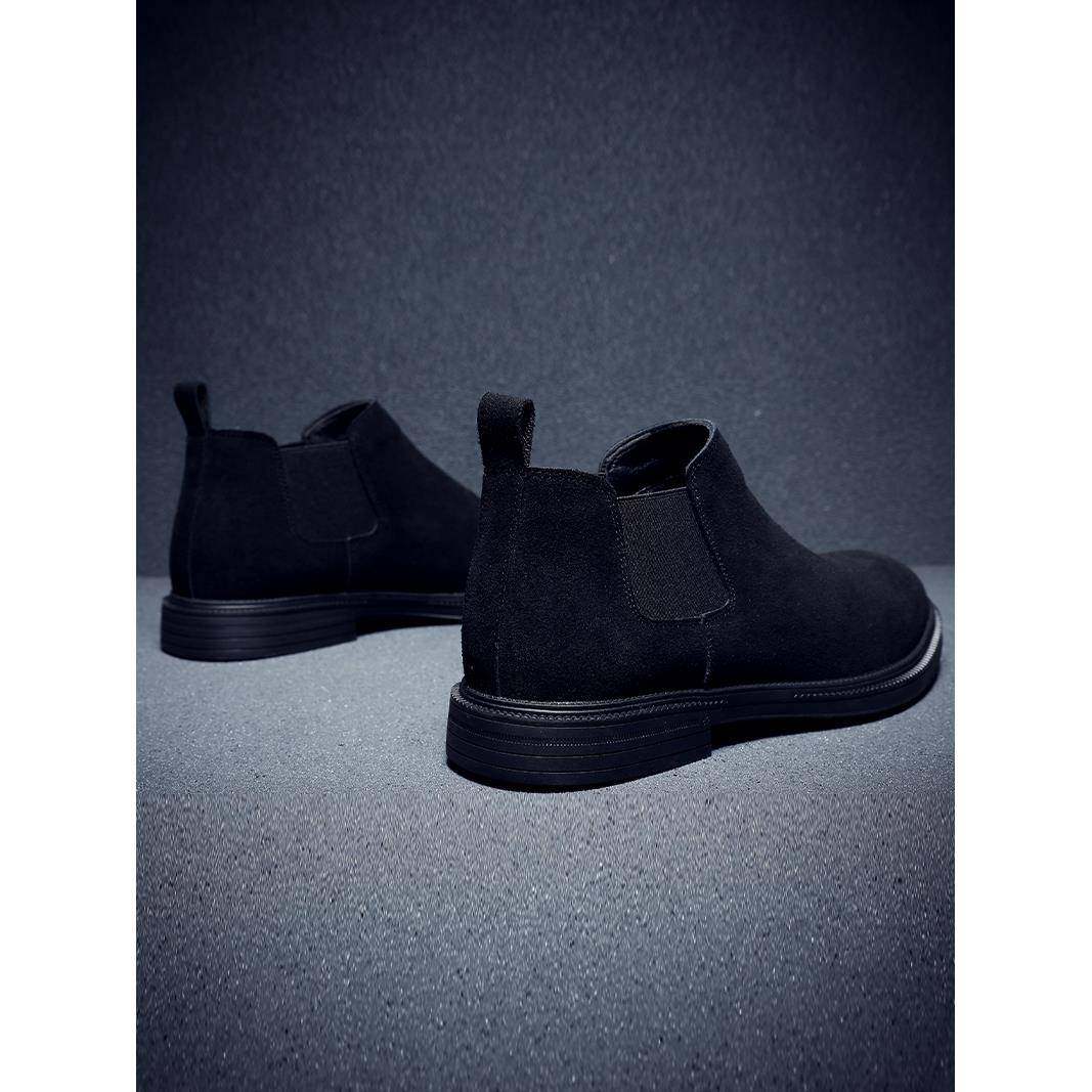 春秋新款男士低帮尖头切尔西靴低帮短皮靴子男款覆古英伦风马丁靴