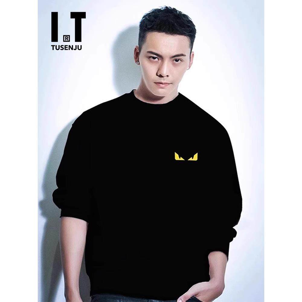 香港潮牌男士卫衣恶魔眼睛圆领秋冬加绒加厚宽松小怪兽情侣上衣潮