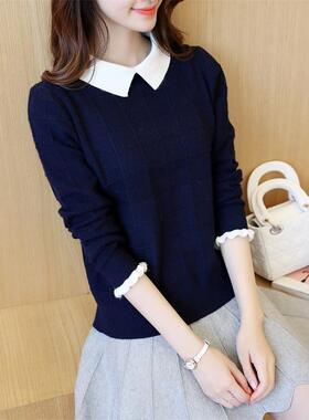 香港TIMO小个子娃娃领毛衣女2025年秋冬新爆款修身显瘦减龄针织衫