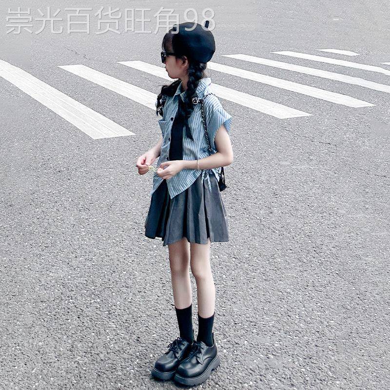 韩国Uamtor女童jk套装夏季新款学院风穿搭大童衬衫又酷又飒百褶裙