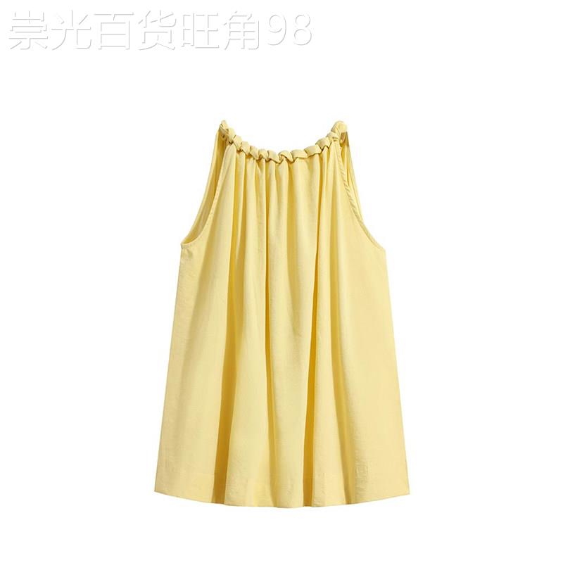 无袖挂颈衬衫女夏季2026新款设计感小众显瘦宽松法式气质露肩上衣