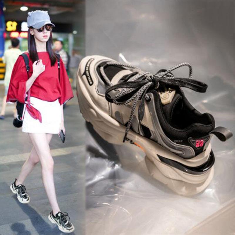 潮牌2025春秋新款小白鞋ins超火运动鞋明星同款老爹鞋内增高单鞋