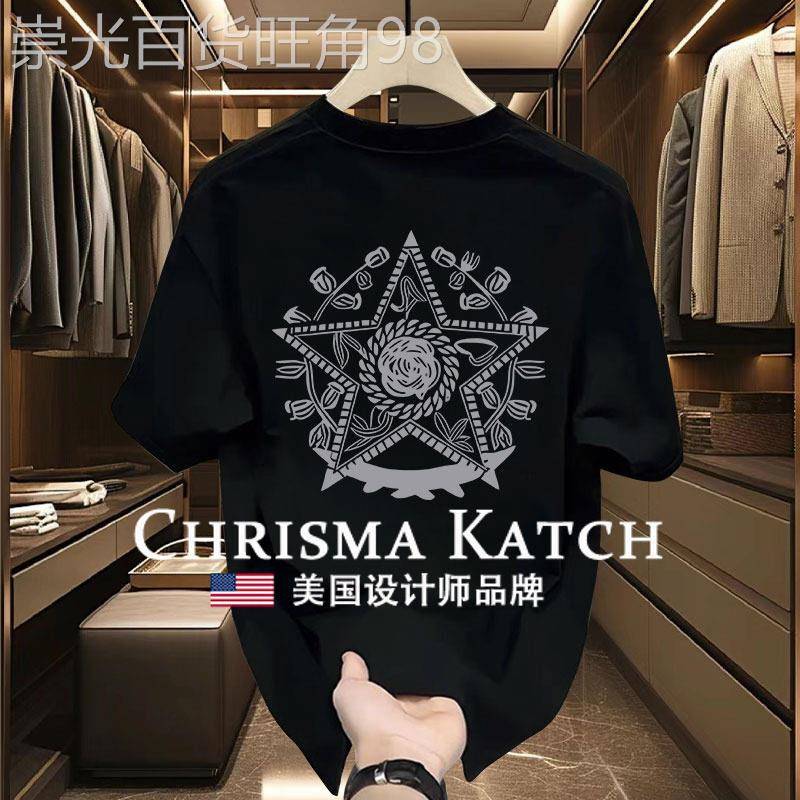 出口美国⭐Chrisma Katch~重磅纯棉青少年短袖卡通印花休闲上衣服