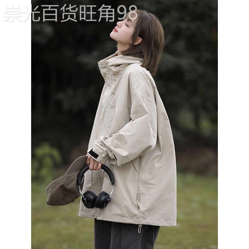 潮牌日系工装外套女2025春秋户外oversize冲锋衣设计感小众棒球服