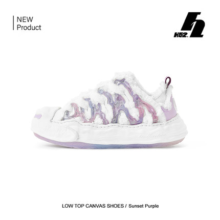 【黄霄云同款】【霞光溢彩】H52开口笑帆布鞋水晶底厚底大头板鞋