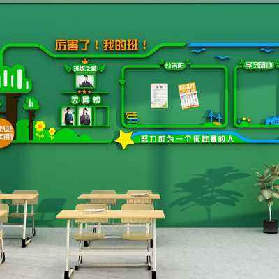 厉害了我的班级公告栏布置装饰教室墙贴文化背景墙创意照片墙激励