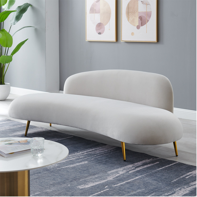 实木异形沙发组合轻奢工作室弧形客厅茶几洽谈椅天鹅绒设计家用