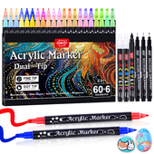 广纳611双头丙烯麦克笔60色学生专用不透色可叠色水彩笔麦克笔diy