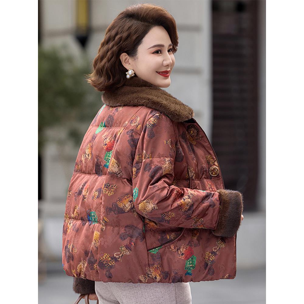 中年妈妈冬装棉衣时尚洋气短款