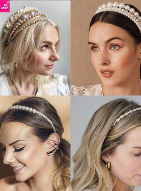 New temperament pearl wave headband simple women Headwear