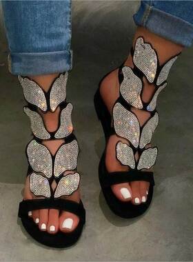 2020 Rhinestone Women Sandals Ladies Outdoor Beach Sandals