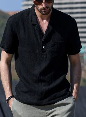 Shirt Men Classic summer Linen shirt camisa slim fit casual