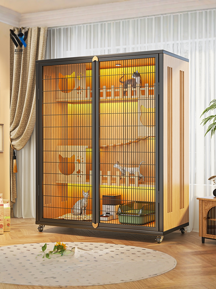 猫别墅家用室内铁门猫笼子超大自由空间豪华猫窝一体猫厕四季通用