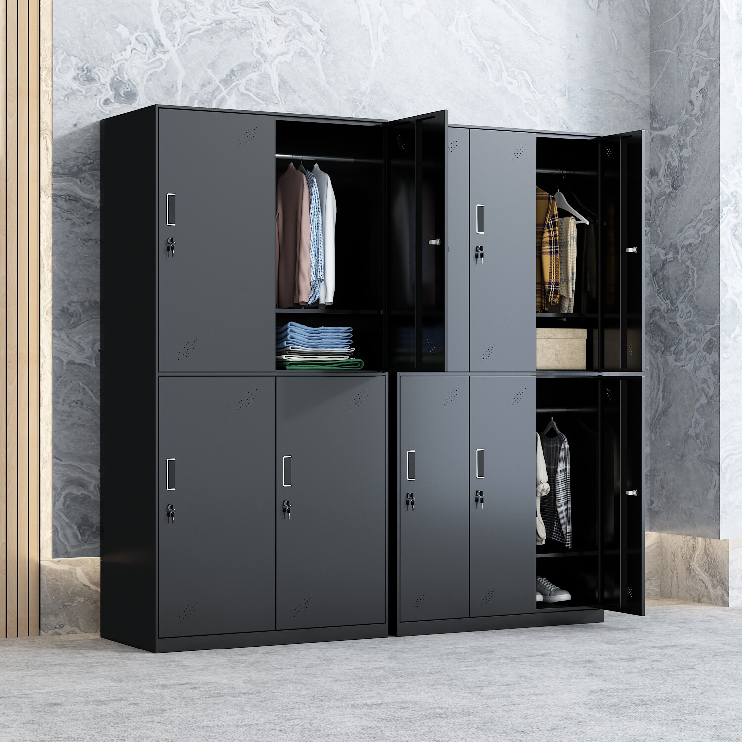 黑色多门更衣柜员工宿舍换衣收纳柜带锁九门置物柜健身房浴室衣柜,商业/办公家具,文件柜,淘宝优惠券,粉丝福利购,淘宝优惠卷