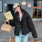 韩版学院风短款立领90羽绒服女2025年冬季新款加厚显瘦白鸭绒外套，女装羽绒服，浙宝222（原006）