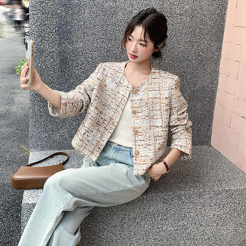 肌理感小香风短外套女2025年秋季新款韩系独特超好看洋气减龄上衣,女装短外套,浙宝222（原006）