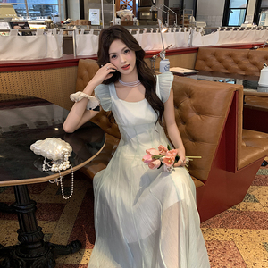 高级小众度假风薄款牛仔无袖连衣裙女夏超火好看慵懒减龄收腰长裙图片