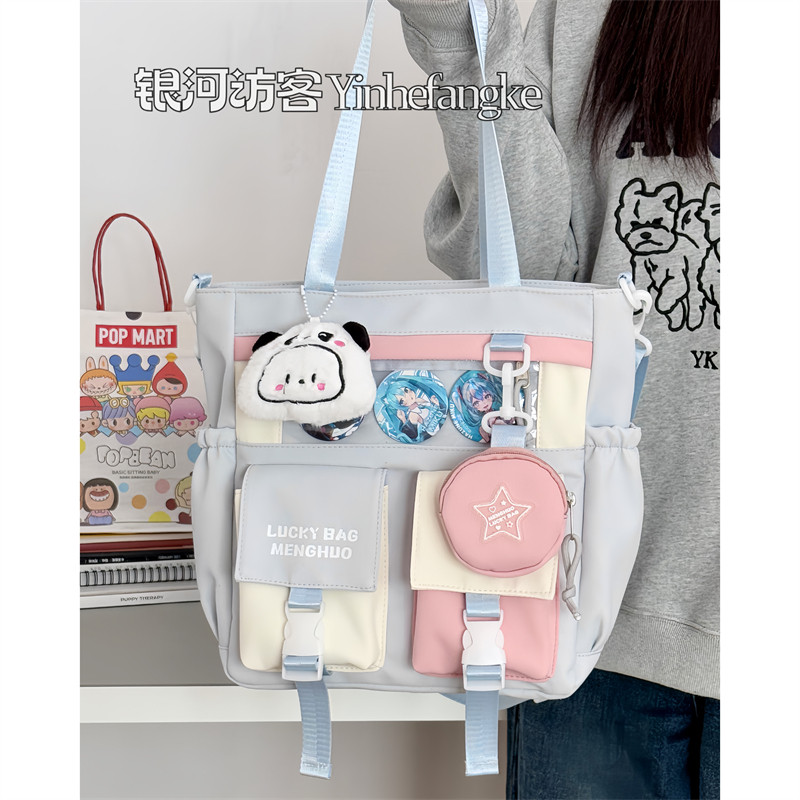 日系休闲ins学院包包女学生上课大容量手提袋百搭少女单肩斜挎包