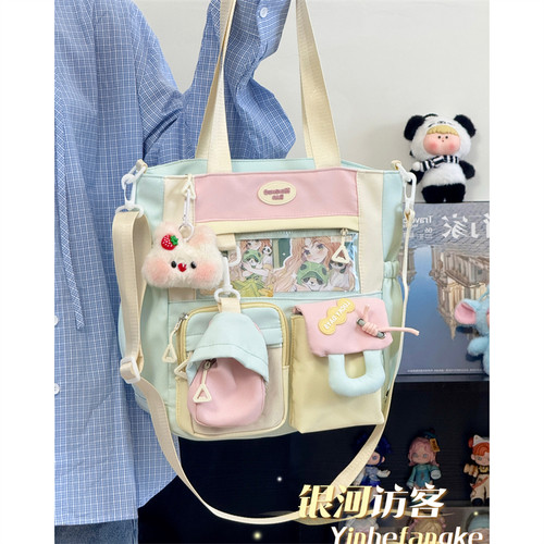 高颜值ins可爱学院痛包单肩包女学生百搭上课手提袋大容量斜挎包