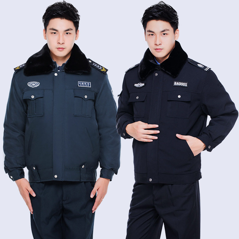 藏蓝色加厚短款保安棉服