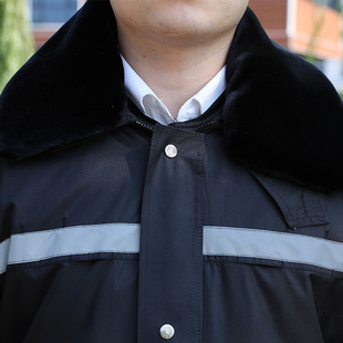 保安大衣冬季加厚棉服可拆卸劳保反光条冷库棉大衣防风加厚防寒
