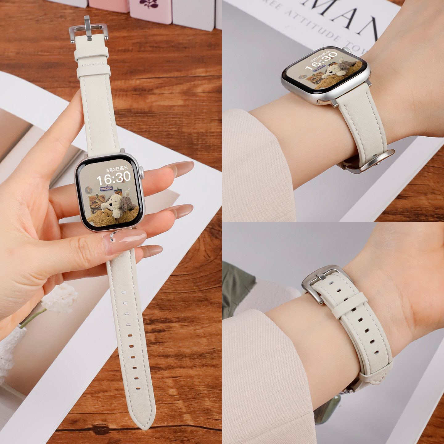 适用苹果手表S12真皮表带appple watch11尖尾皮质10针扣腕带iwatch9智能轻奢8透气Ultra高级SE男女表链配件