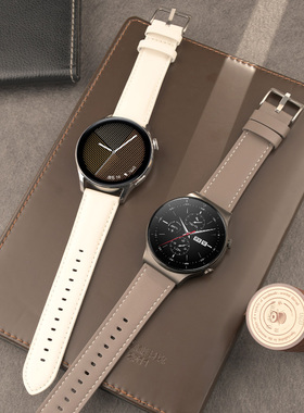 适用小米watchS1表带s2pro运动手表链s4sport真皮腕带color运动版替换带米家石英表color2代时尚皮质商务表带