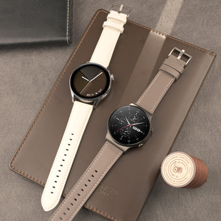 适用小米watchS1表带s2pro运动手表链s4sport真皮腕带color运动版 皮质商务表带 替换带米家石英表color2代时尚