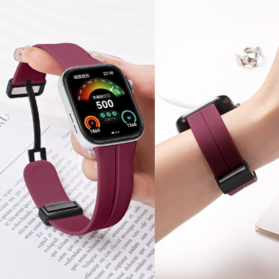 适用于华为watchfit4表带fit1/2/3代智能运动手表折叠扣表链4pro磁吸式硅胶腕带fitnew/SE男女防水百搭替换带