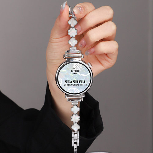 适用vivowatch5表带月光白智能手表多彩贝母个性腕带iqoowatch5通用辰夜黑精钢版ins风女款时尚手表星光手链