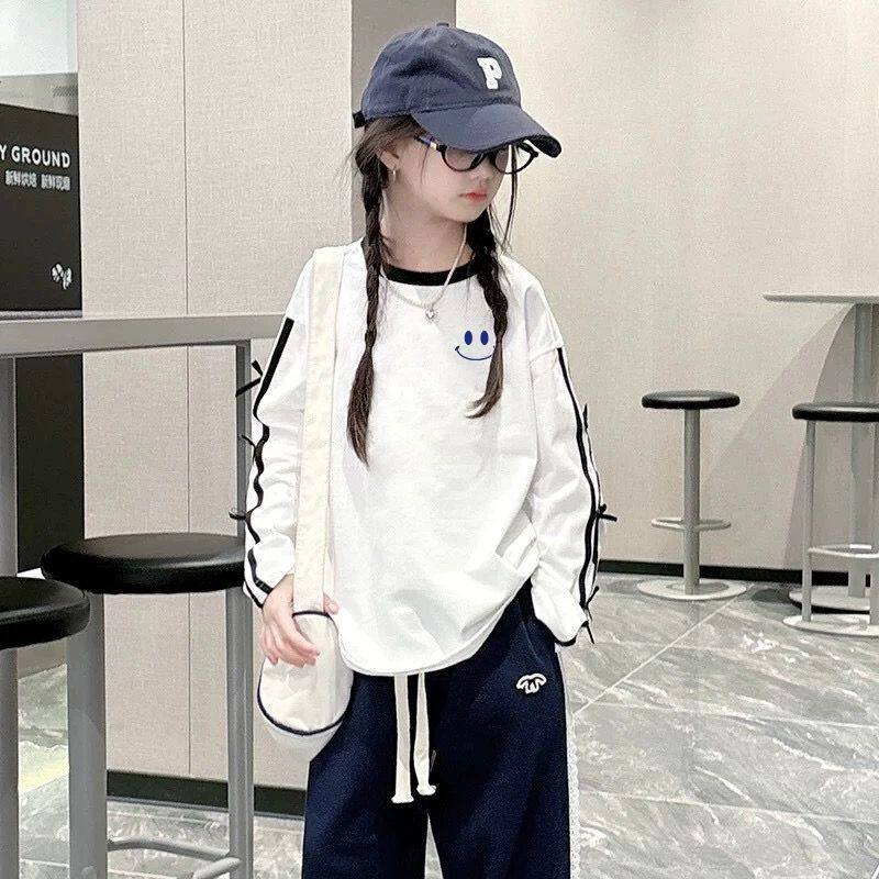 女童秋装纯棉长袖T恤春秋大儿童内搭打底衫洋气女孩宝宝宽松上衣