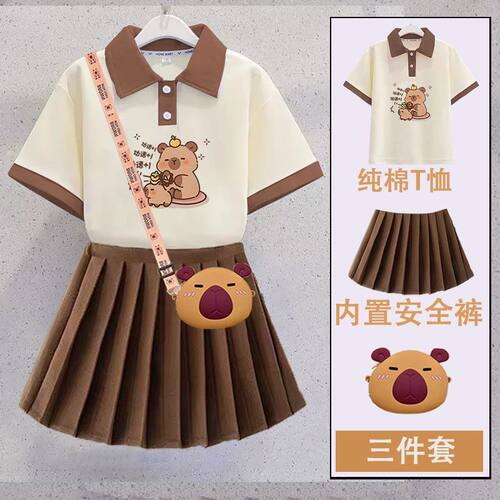 女童连衣裙夏季新款卡通洋气套装