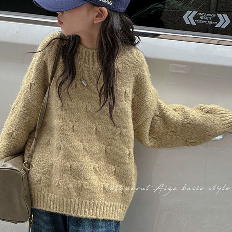 女童秋冬毛衣针织加绒打底衫新款