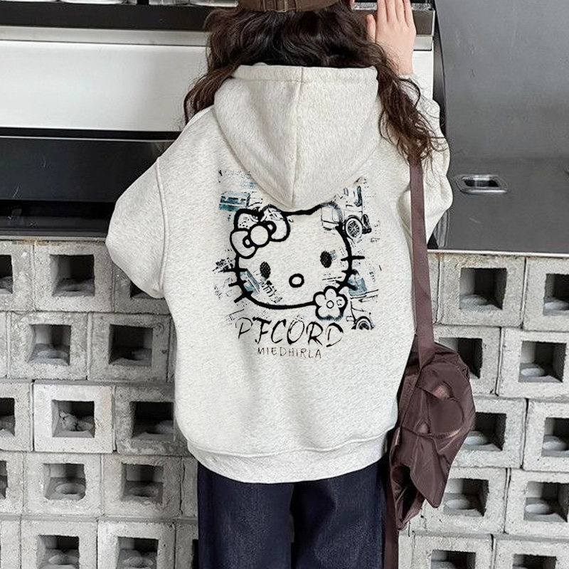 女童卡通薄款连帽卫衣2026春秋新款中大童加厚银狐绒上衣外套棉