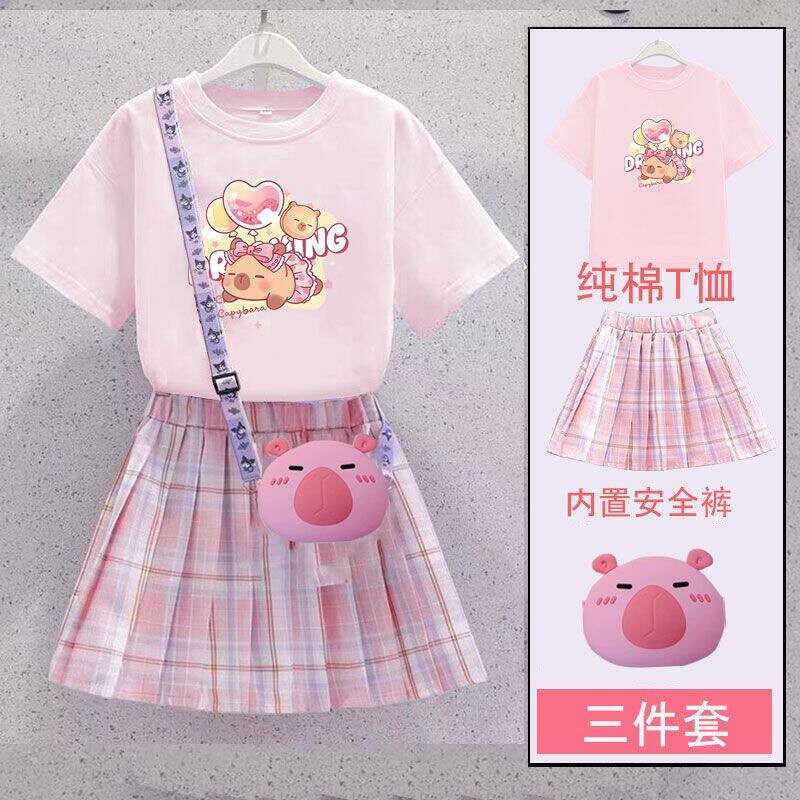 女童套装裙卡通学院风连衣裙