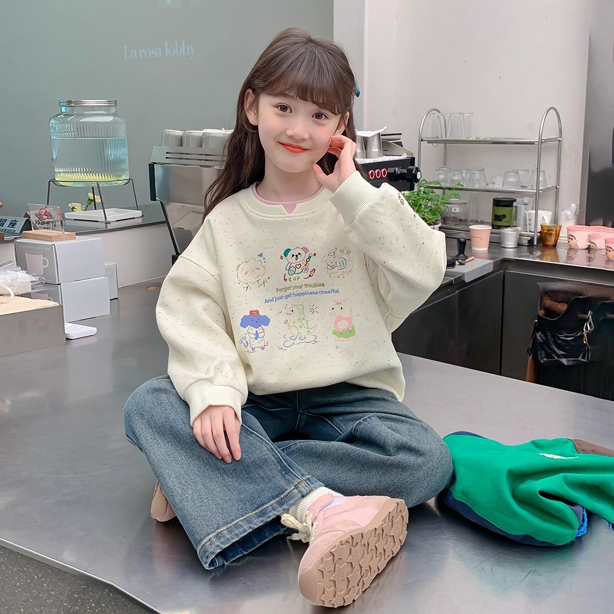 女童春秋卫衣卡通休闲圆领上衣