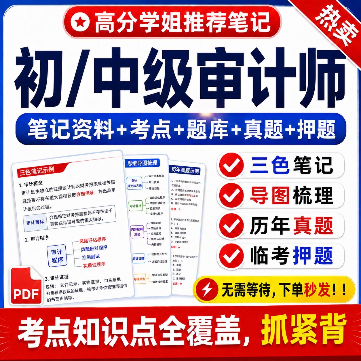 2026年初中级审计师三色笔记电子版资料考试题库历年真题押题密卷