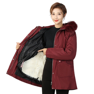 羊毛棉袄女士皮毛一体加厚保暖外套中老年秋冬季真羊皮棉衣妈妈装