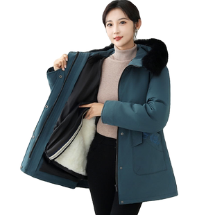 羊毛棉袄女士皮毛一体加厚保暖外套中老年秋冬季真羊皮棉衣妈妈装