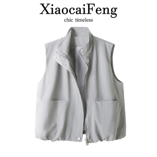坎肩背心拉链开衫 工装 风立领马甲外套女春夏2026宽松时髦叠穿无袖