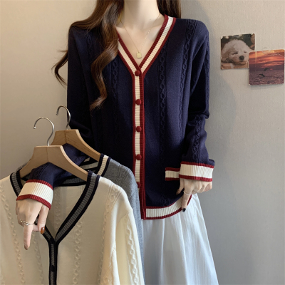 大码胖mm慵懒风麻花正肩针织开衫外套女秋冬洋气时髦显瘦外穿毛衣