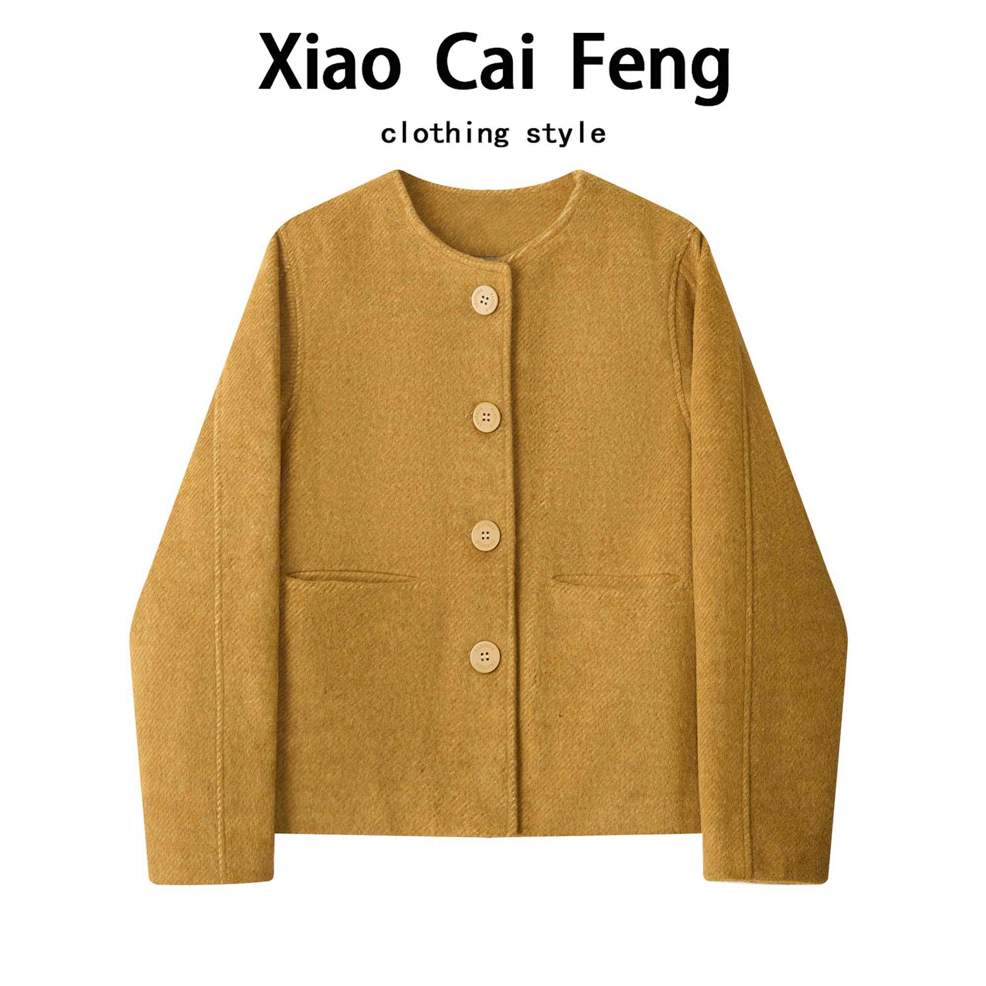 双面羊绒大衣女短款2025年秋冬新款韩版小香风气质圆领羊毛呢外套