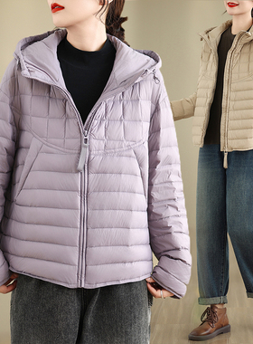大码韩版轻薄羽绒棉服女时尚宽松秋季夹棉加厚保暖连帽面包服外套