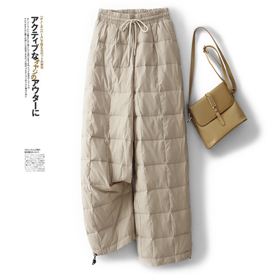 撤柜清仓时尚洋气羽绒阔腿棉裤外穿女冬季防寒保暖抽绳束脚直筒裤