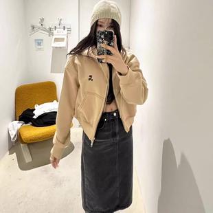 韩国Restandrecreation春秋短款 外套卫衣RR双头拉链连帽夹克宽松