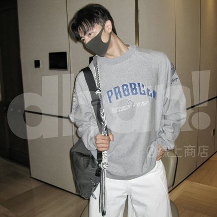 【Dhan线上商店】秋冬新款横织复古刺绣圆领卫衣宽松潮牌高街休闲