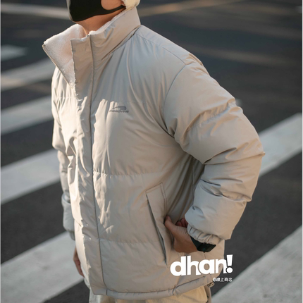 【Dhan线上商店】新品双面穿羊羔绒三明治棉服纯色夹克保暖外套