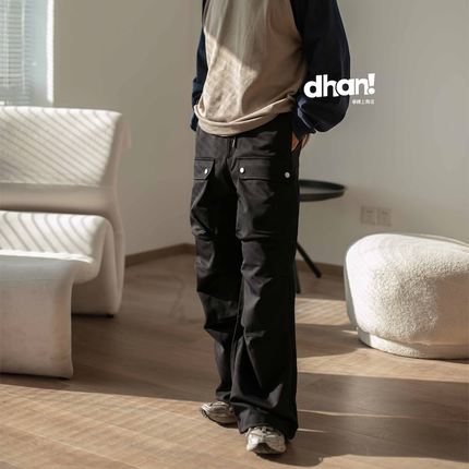 【Dhan线上商店】新品潮牌大口袋工装伞兵阔腿裤宽松男士休闲长裤