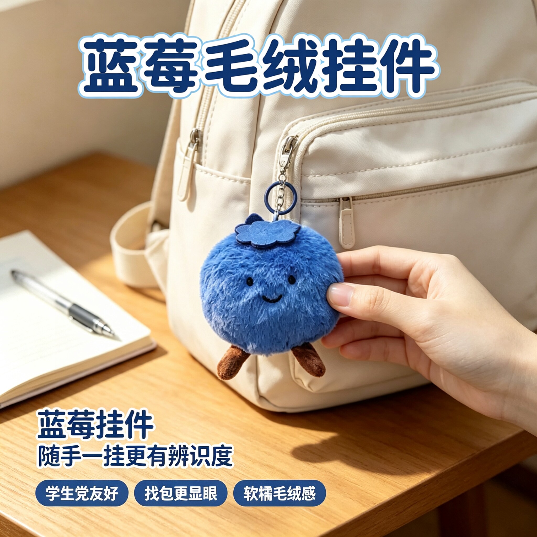 蓝莓毛绒可爱防霉包包挂件