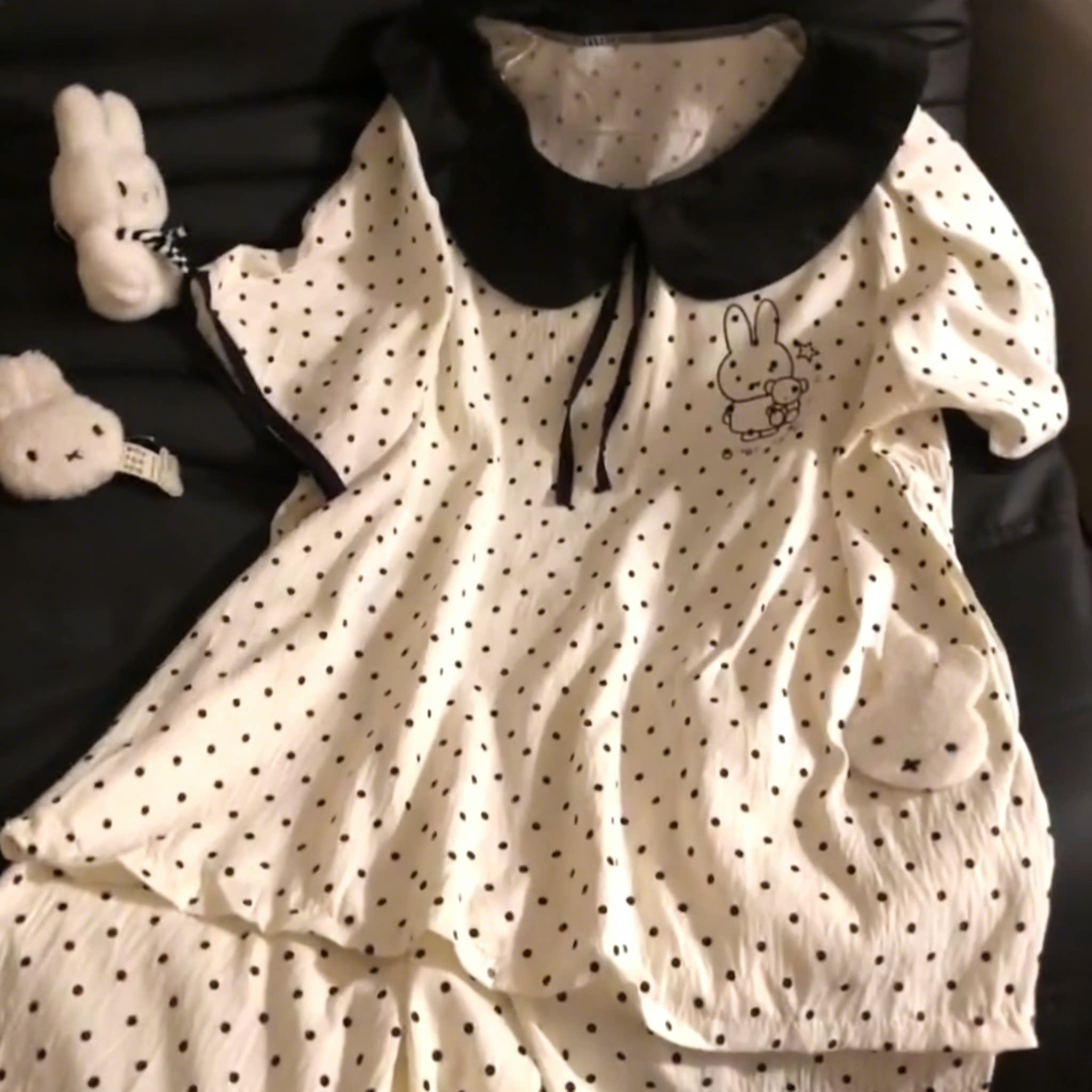 夏季韩版波点娃娃领睡衣套装女